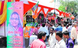 The election office of BJP candidate from ward no. 20 Hema Mishra, who has been issued a notice for violating poll code in Haridwar: Tribune photo: Rameshwar Gaur