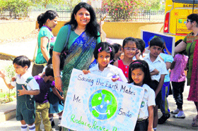 Children of The Millennium School send out a message to save the earth in Gurgaon.