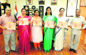 Vice-Chancellor Pankaj Mittal releases the Hindu calendar, published by the Centre for Indic-Asian Studies, Bhagat Phool Singh Mahila Vishwavidyalaya, Khanpur Kalan, on the university premises.