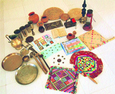Traditional articles presented by students at the exhibition held on the World Heritage Day at Nurpur on Thursday. 