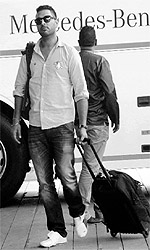 Yuvraj Singh of Pune Warriors arrives at a hotel in Sector 35, Chandigarh, on Friday