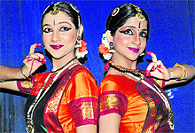 Artistes stage a Bharatnatyam dance at the Punjab Kala Bhawan in Chandigarh on Friday
