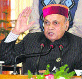 Leader of Opposition Prem Kumar Dhumal addresses mediapersons at Barwana on Friday.