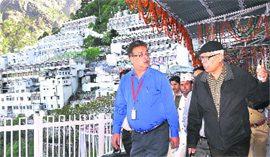 Governor NN Vohra during his visit to Shri Mata Vaishno Devi Spiritual Growth Centre at Katra on Friday.