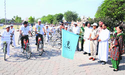 The rally being flagged off on Saturday. 