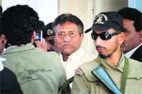 Pervez Musharraf after the court ordered his arrest in Islamabad. PTI