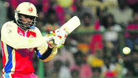 Chris Gayle plays a shot on Saturday.