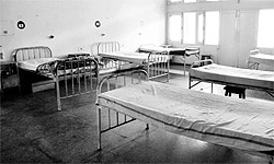 Empty beds at Government Ayurvedic College in Patiala