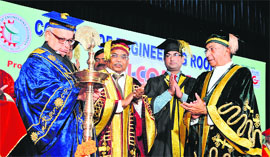 Governor Aziz Qureshi lights the traditioanl lamp at the annual convocation of the College of Engineering, Roorkee, on Sunday.