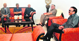 Chief Minister Vijay Bahuguna with Advocate Generals of some states in Dehradun on Sunday. 