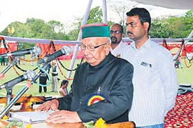 State Vidhan Sabha Speaker BBL Butail at an exhibition stall in Palampur
