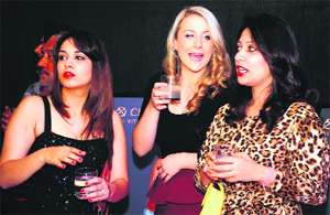 Girls having a good time at the party.
