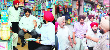 Health Department officials and the police conduct a raid on a medical store at Katra Sher Singh in Amritsar on Monday