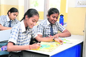 Children of Lord Rama Public School take part in poster-making competition held to mark Earth Day celebrations.