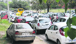 A common sight in Sector 26 during school hours.
