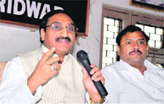 Former Chief Minister Ramesh Pokhriyal Nishank questions the working of the Congress-led state government in Haridwar on Monday.