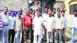 Family members and relatives of a suicide victim at the police station in Nurpur on Monday. Photo: Rajiv Mahajan