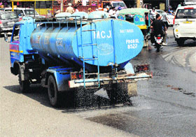 A view of water wastage from a tanker in Jalandhar