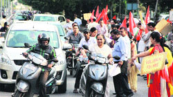 Representatives of the Northern Zone Insurance Employees Association on a day-long strike against the hike in FDI in insurance sector in Jalandhar on Monday. 