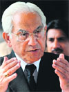 Ahmed Raza Kasuri, lawyer of Pervez Musharraf, talks to the media outside the Supreme Court in Islamabad on Monday