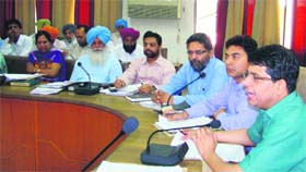 Deputy Commissioner Rahul Tiwari briefs mediapersons on rural elections in Ludhiana on Tuesday