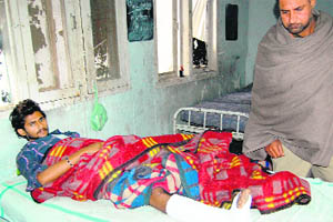 An Amritsar Central Jail inmate undergoing treatment at Guru Nanak Dev Hospital in Amritsar.