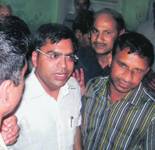 Raj Kumar Chhanena, Director of the National Commission for Scheduled Castes, speaks to mediapersons in Hisar on Wednesday.