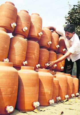 Cool customer: With the onset of summer, the demand for earthen pitchers has picked up in Jalandhar and surrounding areas