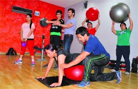 A fitness session under way at a gymnasium