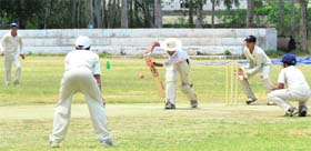 A match between Ludhiana and Chandigarh in progress at SCD Government College in Ludhiana on Wednesday
