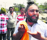An injured BJP worker in Ferozepur on Wedneday.  