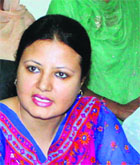 Punjab Pradesh Mahila Congress vice-president Nimisha Mehta talks to the media in Amritsar on Thursday.