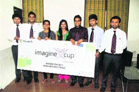 Team Path-Finders comprising engineering students from Haryana who won the top awards at a national-level technology competition organised in Hyderabad recently