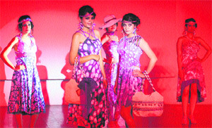 Panjab University students walk the ramp in the Law Auditorium on Friday.