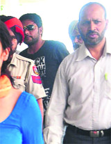 An accused wearing glares on the court premises in Panchkula on Thursday
