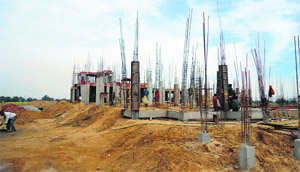 Development work in progress at the Eldeco groups project in Neemrana