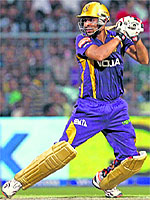 Kolkata Knight Riders Manvinder Bisla in action against Kings XI Punjab on Friday