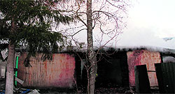 Smoke rises from the burnt psychiatric hospital in Ramensky town, 40 km outside Moscow, on Friday