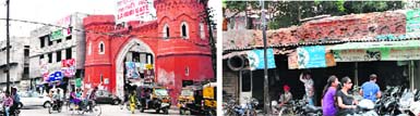 The historical wall around the walled city has been encroached upon by shopkeepers at many places and it is hardly visible in Amritsar. Photos: Vishal Kumar
