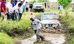 Rallyists in action during an event at Dera Bassi on Saturday