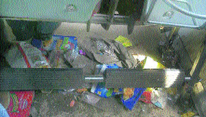 Garbage lying on the floor of one of the coaches of the DMU train being run between Hoshiarpur and Ferozepur via Jalandhar. 