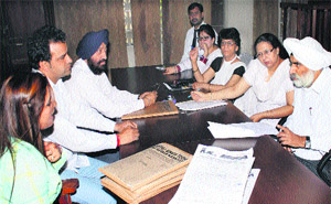 A Lok Adalat being held at the judicial complex in Jalandhar on Saturday. 