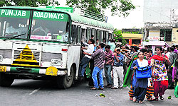 Commuters were put to hardship as the Punjab Roadways and J&K Roadways called a strike in Jammu on Saturday
