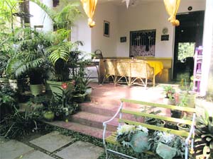 a sellout and Micheles Cafe at Anjuna beach, Goa, offers quiches and other baked goodies