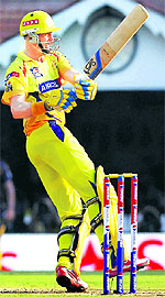 Michael Hussey in action on Sunday