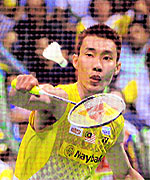 World No 1 Lee Chong Wei of Malaysia beat Kenichi Tago of Japan 21-15, 18-21,21-17 at the Siri Fort Stadium on Sunday