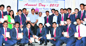 Students of the Institute of Hotel Management during their annual day function in Bathinda on Monday. 