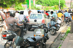  The traffic jam outside Shishu Niketan School.