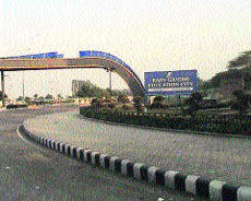 Entrance to the Rajiv Gandhi Education City complex near Rai from the National Highway No 1 in Sonepat.  