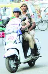 Keeping in mind the rising incidents of crime against women, the personnel of the newly launched all-women PCR squad patrol Ludhiana.